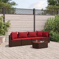 Thumbnail for 5-tlg. Garten-Sofagarnitur mit Kissen Braun Poly Rattan