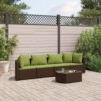 Thumbnail for 5-tlg. Garten-Sofagarnitur mit Kissen Braun Poly Rattan