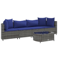 Thumbnail for 5-tlg. Garten-Sofagarnitur mit Kissen Grau Poly Rattan