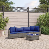 Thumbnail for 5-tlg. Garten-Sofagarnitur mit Kissen Grau Poly Rattan