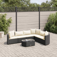 Thumbnail for 7-tlg. Garten-Sofagarnitur mit Kissen Schwarz Poly Rattan