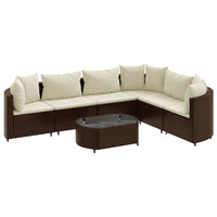 Thumbnail for 7-tlg. Garten-Sofagarnitur mit Kissen Braun Poly Rattan