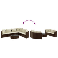 Thumbnail for 7-tlg. Garten-Sofagarnitur mit Kissen Braun Poly Rattan