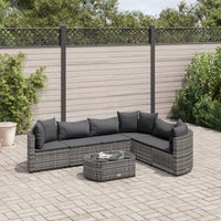 Thumbnail for 7-tlg. Garten-Sofagarnitur mit Kissen Grau Poly Rattan