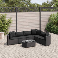 Thumbnail for 7-tlg. Garten-Sofagarnitur mit Kissen Schwarz Poly Rattan