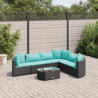 Thumbnail for 7-tlg. Garten-Sofagarnitur mit Kissen Schwarz Poly Rattan