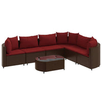 Thumbnail for 7-tlg. Garten-Sofagarnitur mit Kissen Braun Poly Rattan
