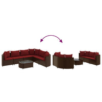 Thumbnail for 7-tlg. Garten-Sofagarnitur mit Kissen Braun Poly Rattan
