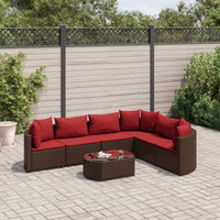 Thumbnail for 7-tlg. Garten-Sofagarnitur mit Kissen Braun Poly Rattan