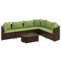 Thumbnail for 7-tlg. Garten-Sofagarnitur mit Kissen Braun Poly Rattan