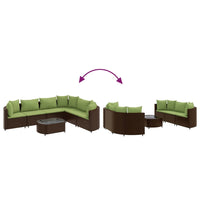 Thumbnail for 7-tlg. Garten-Sofagarnitur mit Kissen Braun Poly Rattan