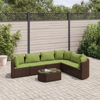 Thumbnail for 7-tlg. Garten-Sofagarnitur mit Kissen Braun Poly Rattan