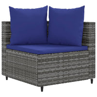 Thumbnail for 7-tlg. Garten-Sofagarnitur mit Kissen Grau Poly Rattan