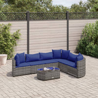 Thumbnail for 7-tlg. Garten-Sofagarnitur mit Kissen Grau Poly Rattan