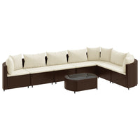 Thumbnail for 8-tlg. Garten-Sofagarnitur mit Kissen Braun Poly Rattan