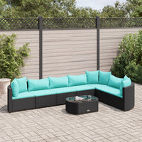 Thumbnail for 8-tlg. Garten-Sofagarnitur mit Kissen Schwarz Poly Rattan