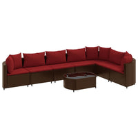 Thumbnail for 8-tlg. Garten-Sofagarnitur mit Kissen Braun Poly Rattan
