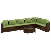 Thumbnail for 8-tlg. Garten-Sofagarnitur mit Kissen Braun Poly Rattan