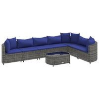 Thumbnail for 8-tlg. Garten-Sofagarnitur mit Kissen Grau Poly Rattan
