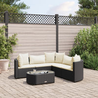 Thumbnail for 6-tlg. Garten-Sofagarnitur mit Kissen Schwarz Poly Rattan