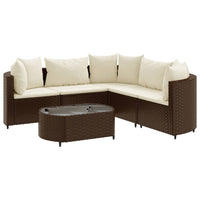Thumbnail for 6-tlg. Garten-Sofagarnitur mit Kissen Braun Poly Rattan