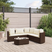 Thumbnail for 6-tlg. Garten-Sofagarnitur mit Kissen Braun Poly Rattan