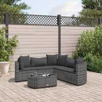 Thumbnail for 6-tlg. Garten-Sofagarnitur mit Kissen Grau Poly Rattan