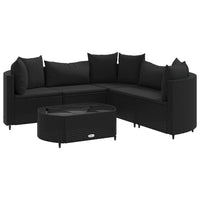 Thumbnail for 6-tlg. Garten-Sofagarnitur mit Kissen Schwarz Poly Rattan