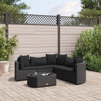 Thumbnail for 6-tlg. Garten-Sofagarnitur mit Kissen Schwarz Poly Rattan
