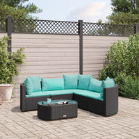 Thumbnail for 6-tlg. Garten-Sofagarnitur mit Kissen Schwarz Poly Rattan