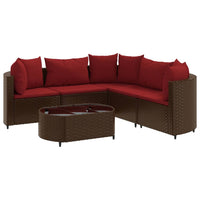 Thumbnail for 6-tlg. Garten-Sofagarnitur mit Kissen Braun Poly Rattan