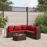 Thumbnail for 6-tlg. Garten-Sofagarnitur mit Kissen Braun Poly Rattan