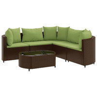 Thumbnail for 6-tlg. Garten-Sofagarnitur mit Kissen Braun Poly Rattan