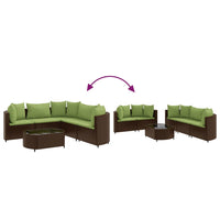Thumbnail for 6-tlg. Garten-Sofagarnitur mit Kissen Braun Poly Rattan