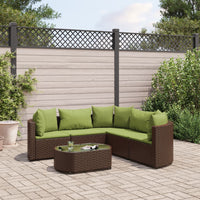 Thumbnail for 6-tlg. Garten-Sofagarnitur mit Kissen Braun Poly Rattan