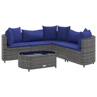 Thumbnail for 6-tlg. Garten-Sofagarnitur mit Kissen Grau Poly Rattan