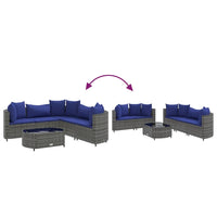 Thumbnail for 6-tlg. Garten-Sofagarnitur mit Kissen Grau Poly Rattan