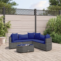 Thumbnail for 6-tlg. Garten-Sofagarnitur mit Kissen Grau Poly Rattan