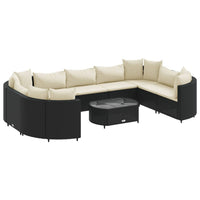 Thumbnail for 10-tlg. Garten-Sofagarnitur mit Kissen Schwarz Poly Rattan