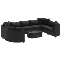 Thumbnail for 10-tlg. Garten-Sofagarnitur mit Kissen Schwarz Poly Rattan