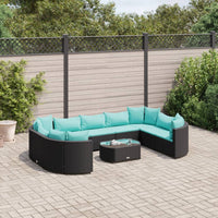 Thumbnail for 10-tlg. Garten-Sofagarnitur mit Kissen Schwarz Poly Rattan