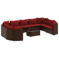 Thumbnail for 10-tlg. Garten-Sofagarnitur mit Kissen Braun Poly Rattan