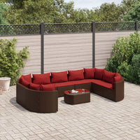 Thumbnail for 10-tlg. Garten-Sofagarnitur mit Kissen Braun Poly Rattan