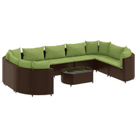 Thumbnail for 10-tlg. Garten-Sofagarnitur mit Kissen Braun Poly Rattan