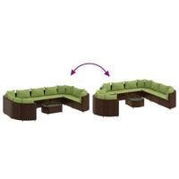 Thumbnail for 10-tlg. Garten-Sofagarnitur mit Kissen Braun Poly Rattan
