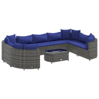 Thumbnail for 10-tlg. Garten-Sofagarnitur mit Kissen Grau Poly Rattan