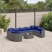 Thumbnail for 10-tlg. Garten-Sofagarnitur mit Kissen Grau Poly Rattan