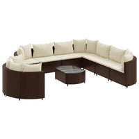 Thumbnail for 10-tlg. Garten-Sofagarnitur mit Kissen Braun Poly Rattan