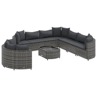 Thumbnail for 10-tlg. Garten-Sofagarnitur mit Kissen Grau Poly Rattan