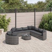 Thumbnail for 10-tlg. Garten-Sofagarnitur mit Kissen Grau Poly Rattan
